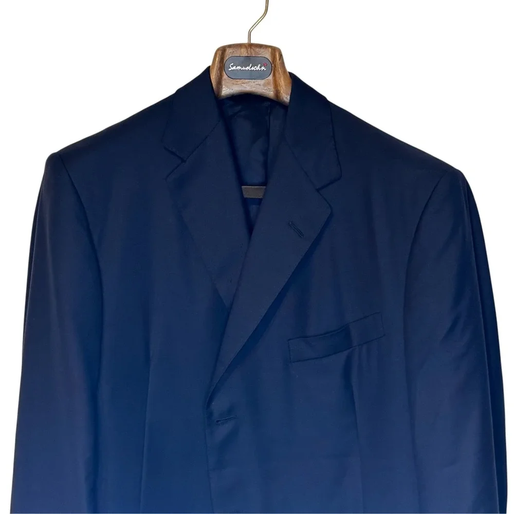 Oxxford Mens Blazer Jacket Sport Coat 100% Wool Double Vent Lined Navy Blue 43R